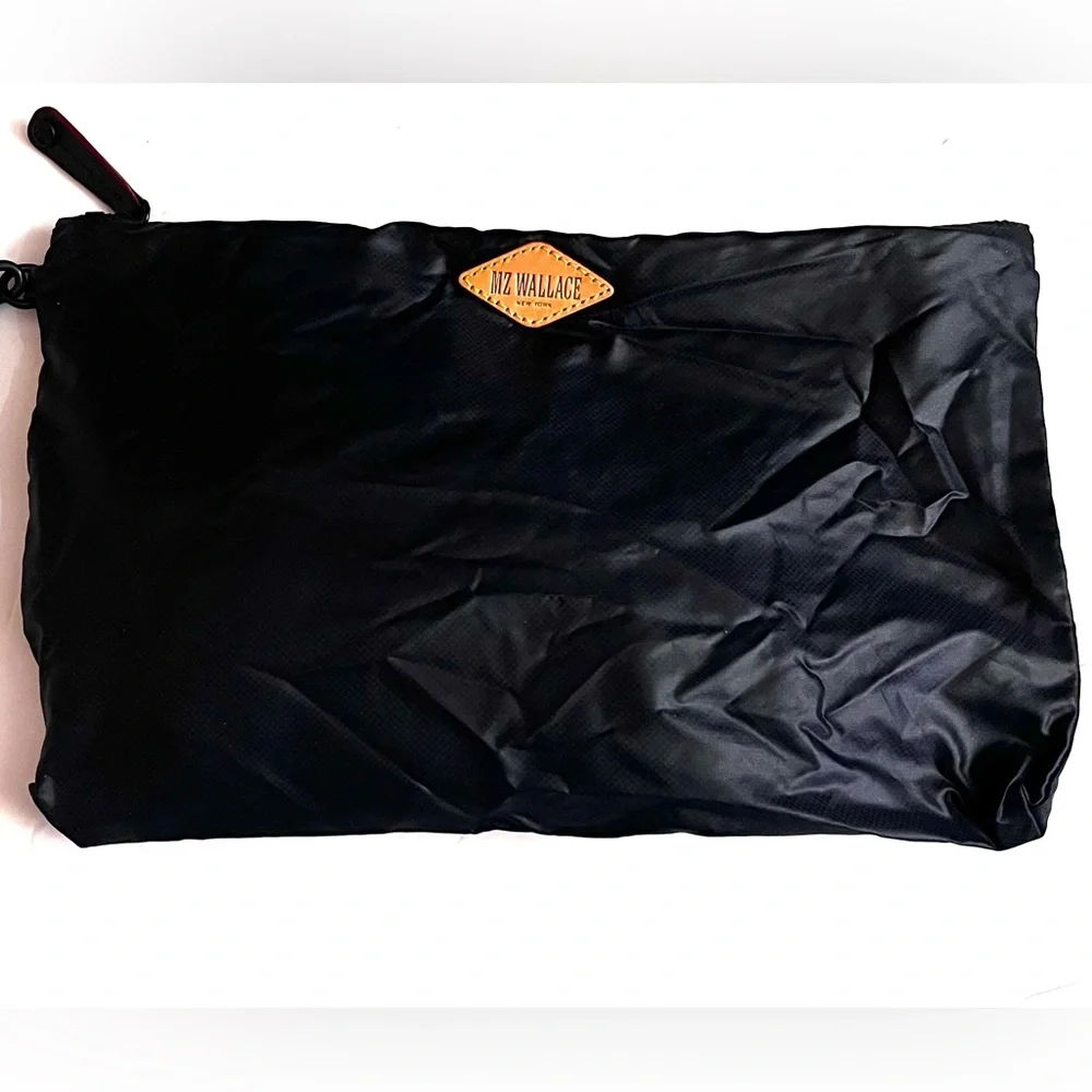MZ Wallace Black Nylon Logo Zip Cosmetic Bag